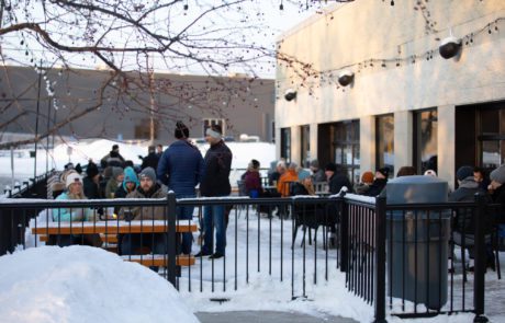 Patrons on the patio at Luce Line Brewing Co. in Plymouth • Photo by Jordan Wipf