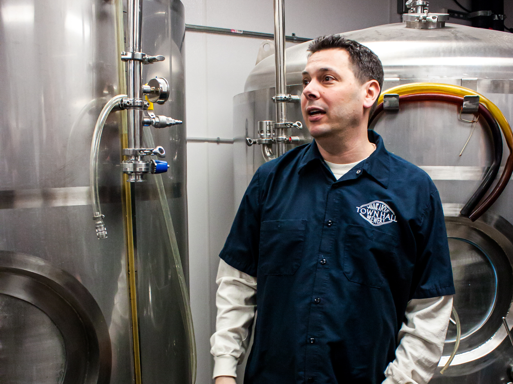 Pete Rifakes giving a tour of Minneapolis Town Hall Brewery in 2014 • Photo by Brian Kaufenberg
