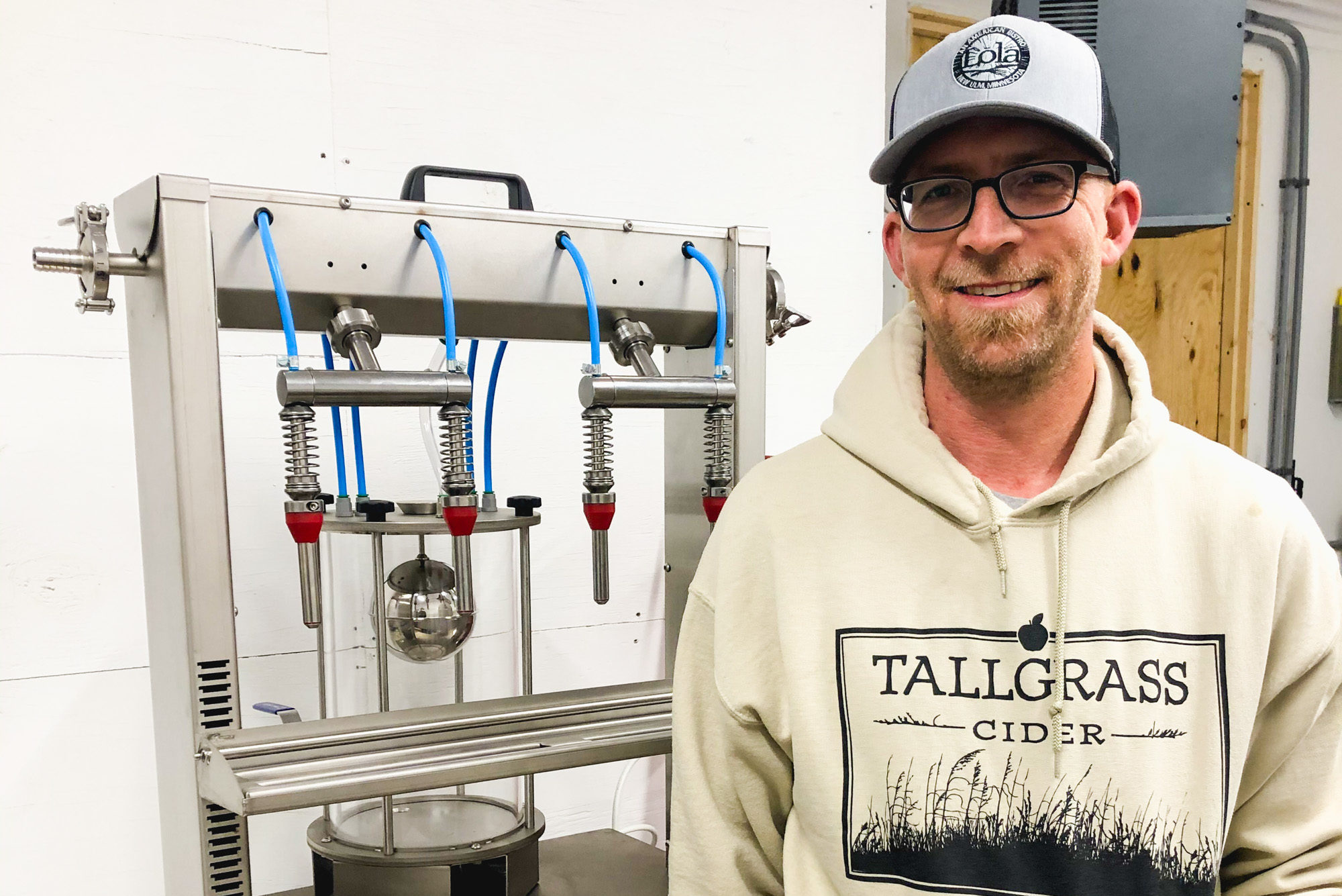 John Knisley, co-founder and cidermaker at Tallgrass Cider in Madelia, Minnesota • Photo via Tallgrass Cider