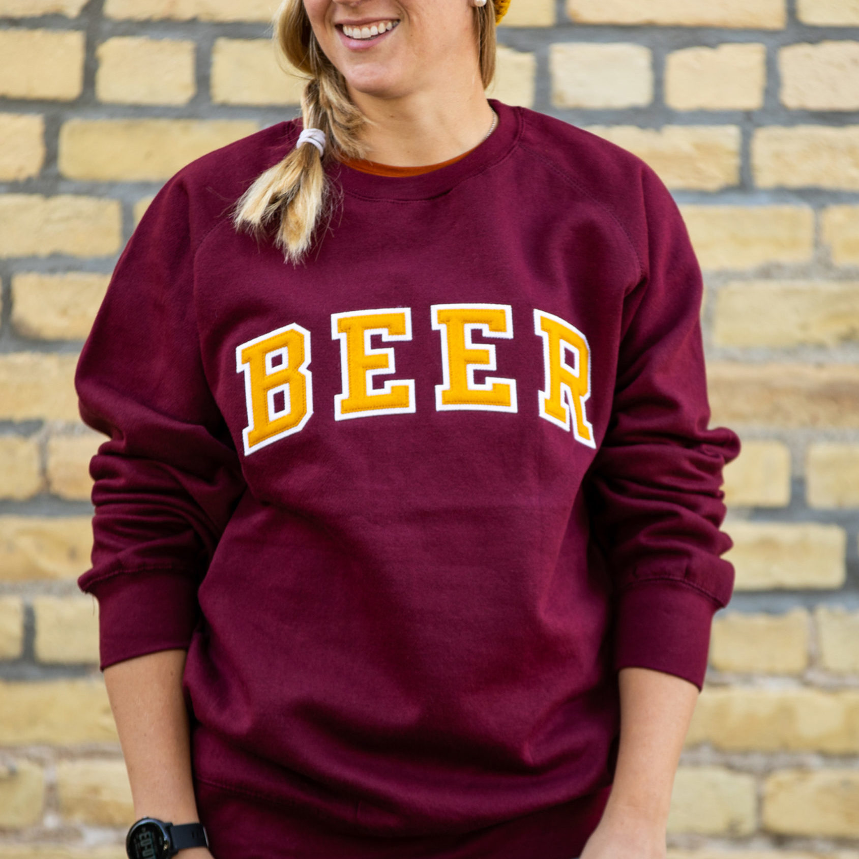 Beer Crewneck Sweatshirt Maroon
